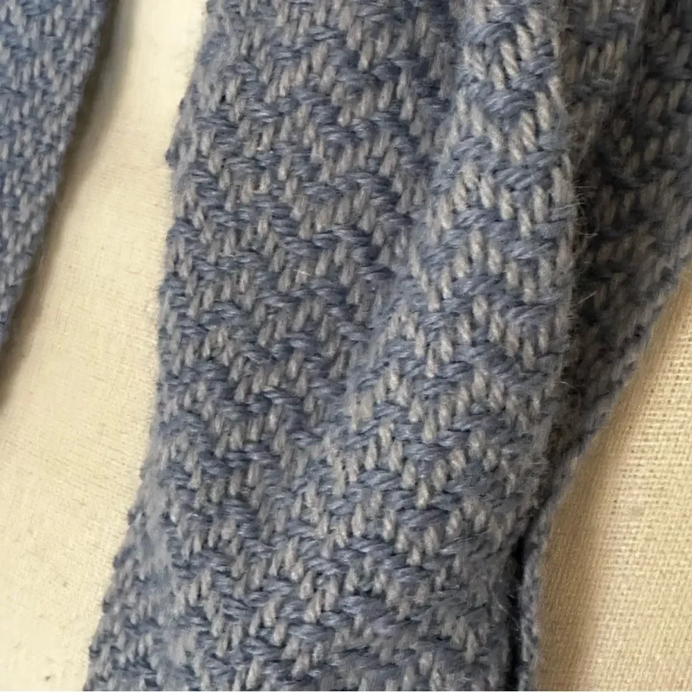 Grey and Blue Alpaca Undulating woven scarf by Lisbeth Mulcahy